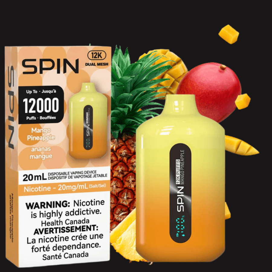 Spin Vape 12,000 Disposable Vape-Mango Pineapple 20mg Okotoks Vape SuperStore Okotoks Alberta