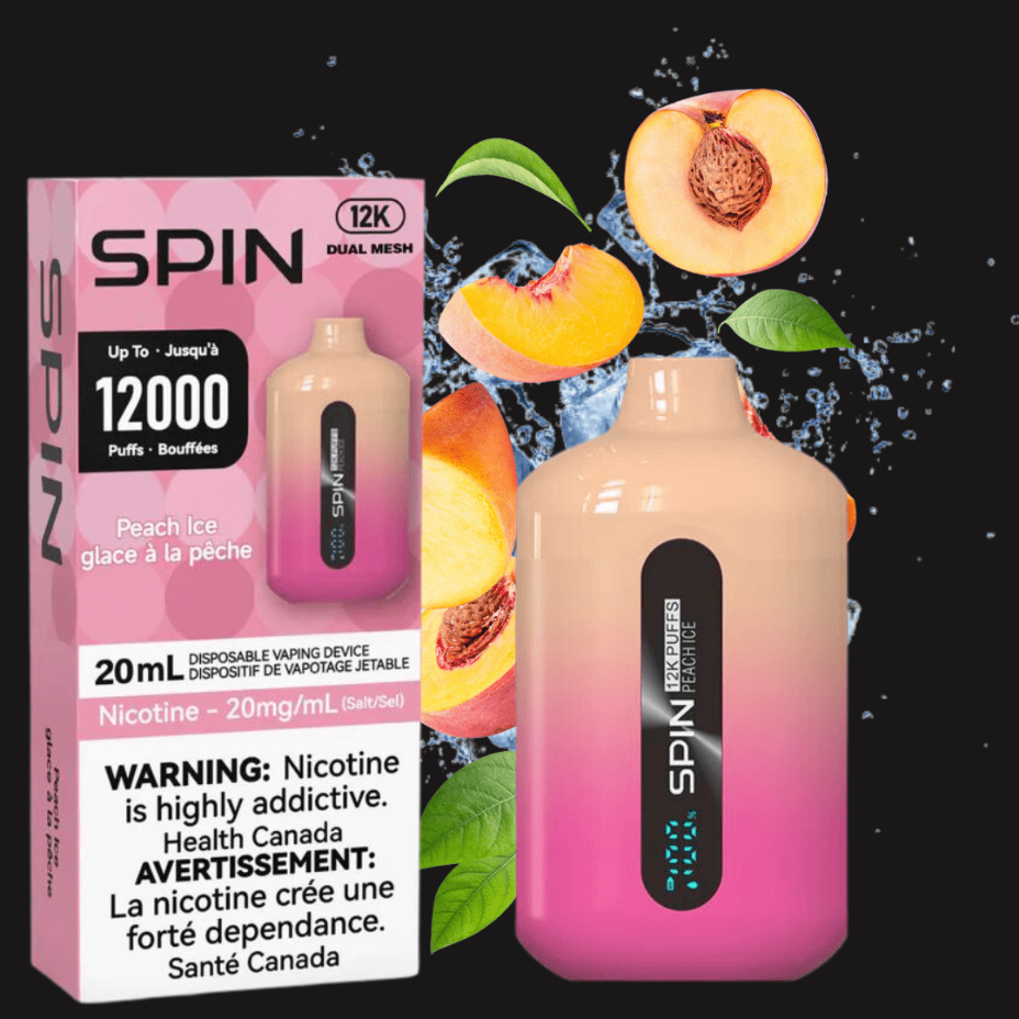 Spin Vape 12,000 Disposable Vape-Peach Ice 20mg Okotoks Vape SuperStore Okotoks Alberta