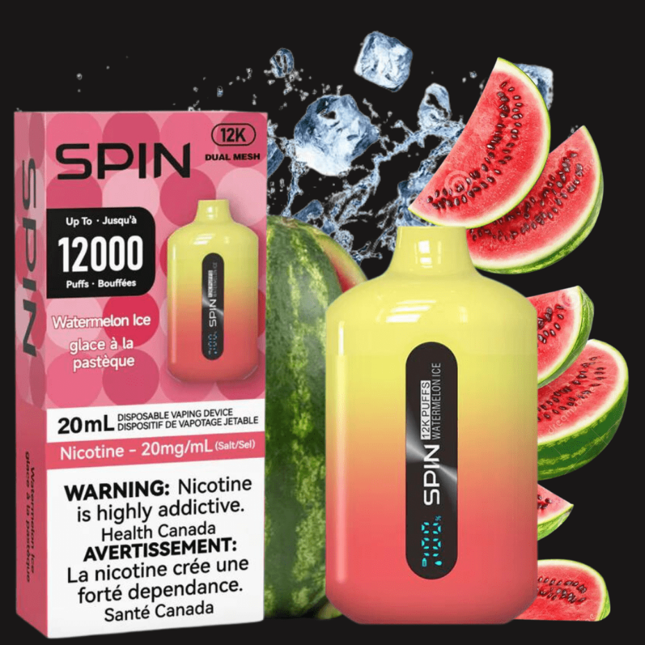 Spin Vape 12,000 Disposable Vape-Watermelon Ice 20mg Okotoks Vape SuperStore Okotoks Alberta