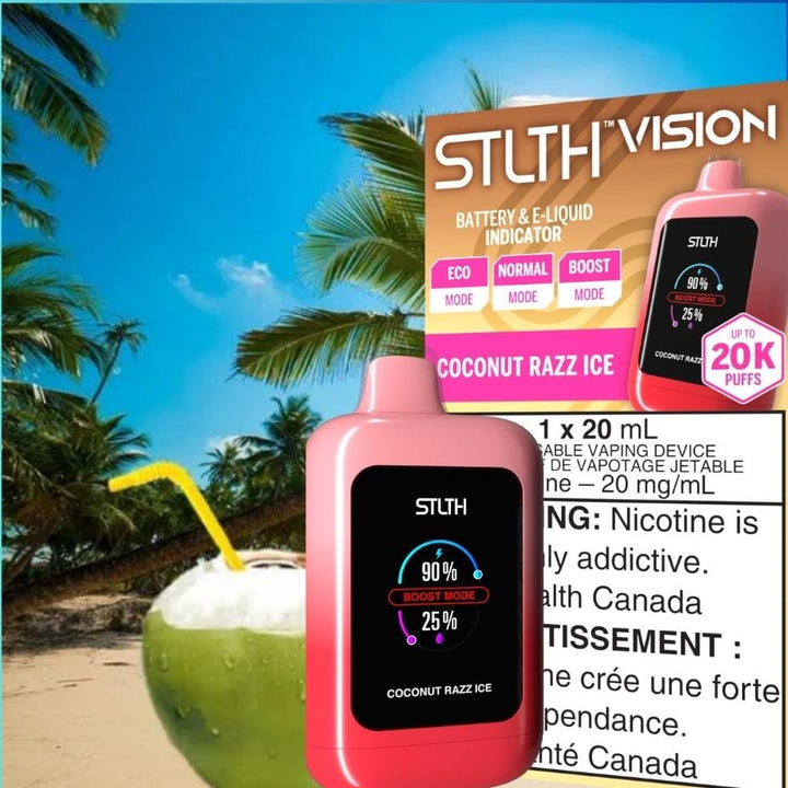 STLTH VISION Disposable Vape - Coconut Razz Ice Okotoks Vape SuperStore Okotoks Alberta