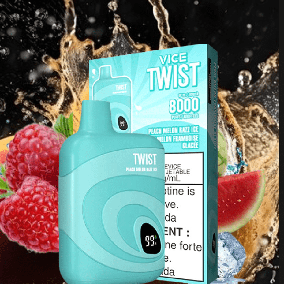 Vice Twist 8000 Disposable Vape-Peach Melon Razz Ice 8000 Puffs / 20mg Okotoks Vape SuperStore Okotoks Alberta