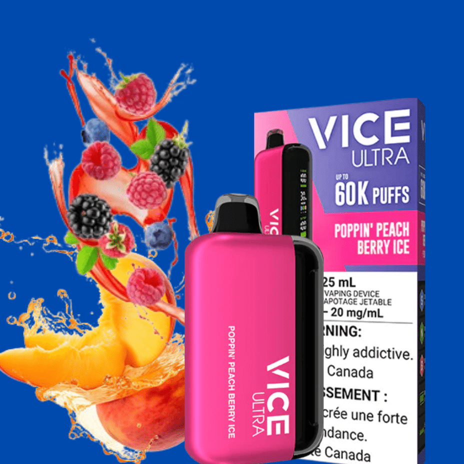 Vice Ultra 60K Disposable Vape - Poppin' Peach Berry Ice Okotoks Vape SuperStore Okotoks Alberta