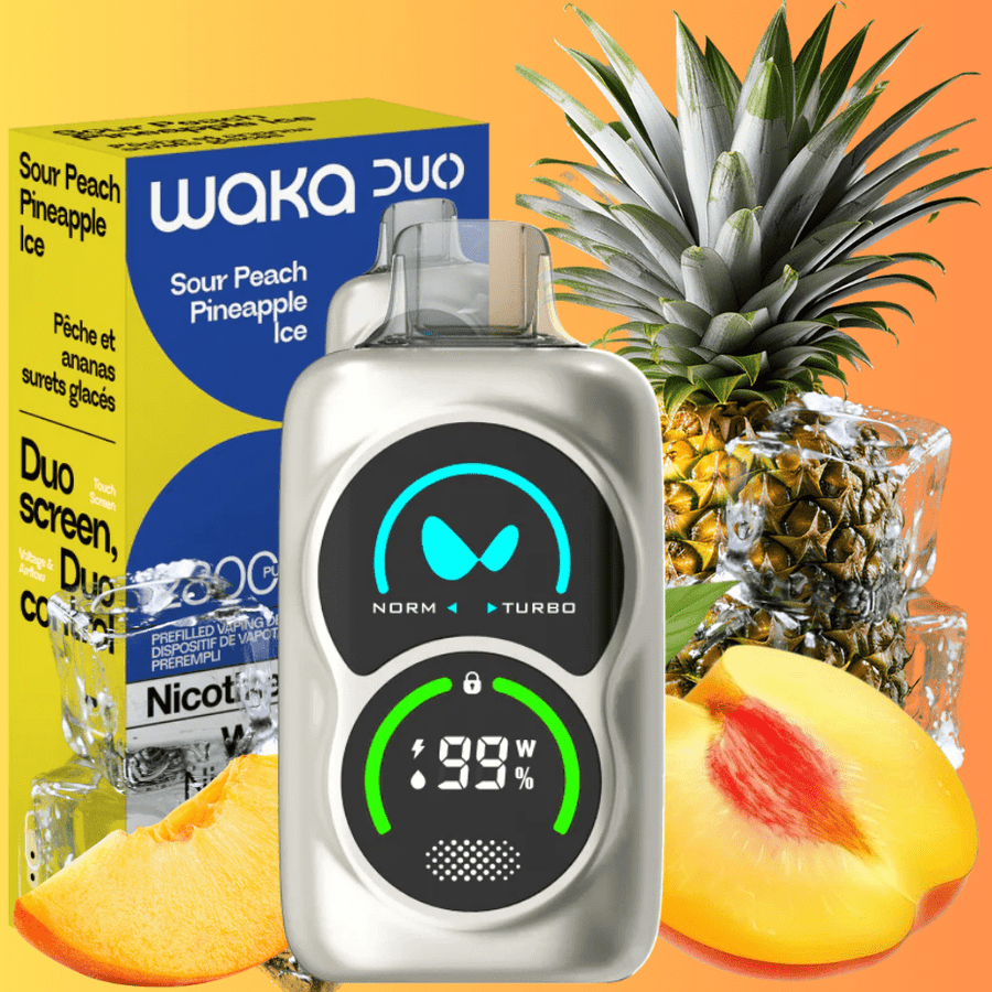 WAKA Duo 28000 Disposable Vape - Sour Peach Pineapple Ice 28000 Puffs / 20mg Okotoks Vape SuperStore Okotoks Alberta